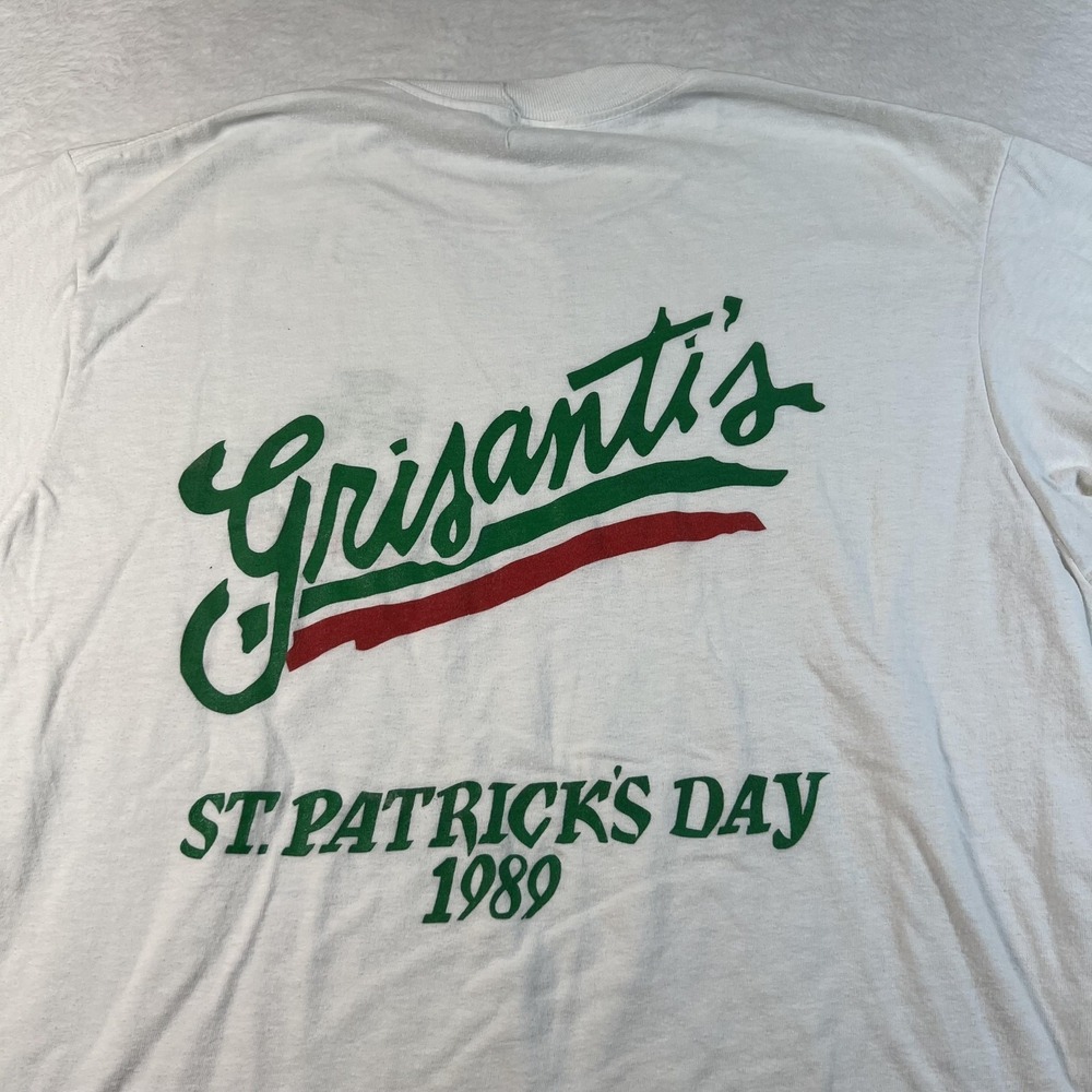Vintage Grisanti's Shirt Mens XL White St Patrick's Day‎ 1989 Graphic Tee USA